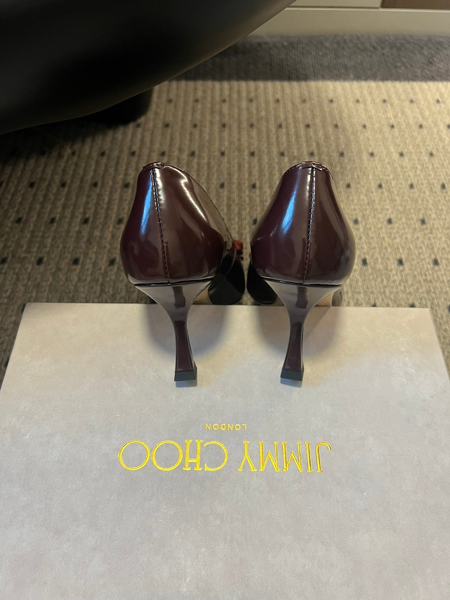 JIMMY CHOO 26S HIGH HEELS 70 MM IN DARK RED PATENT CALFSKIN