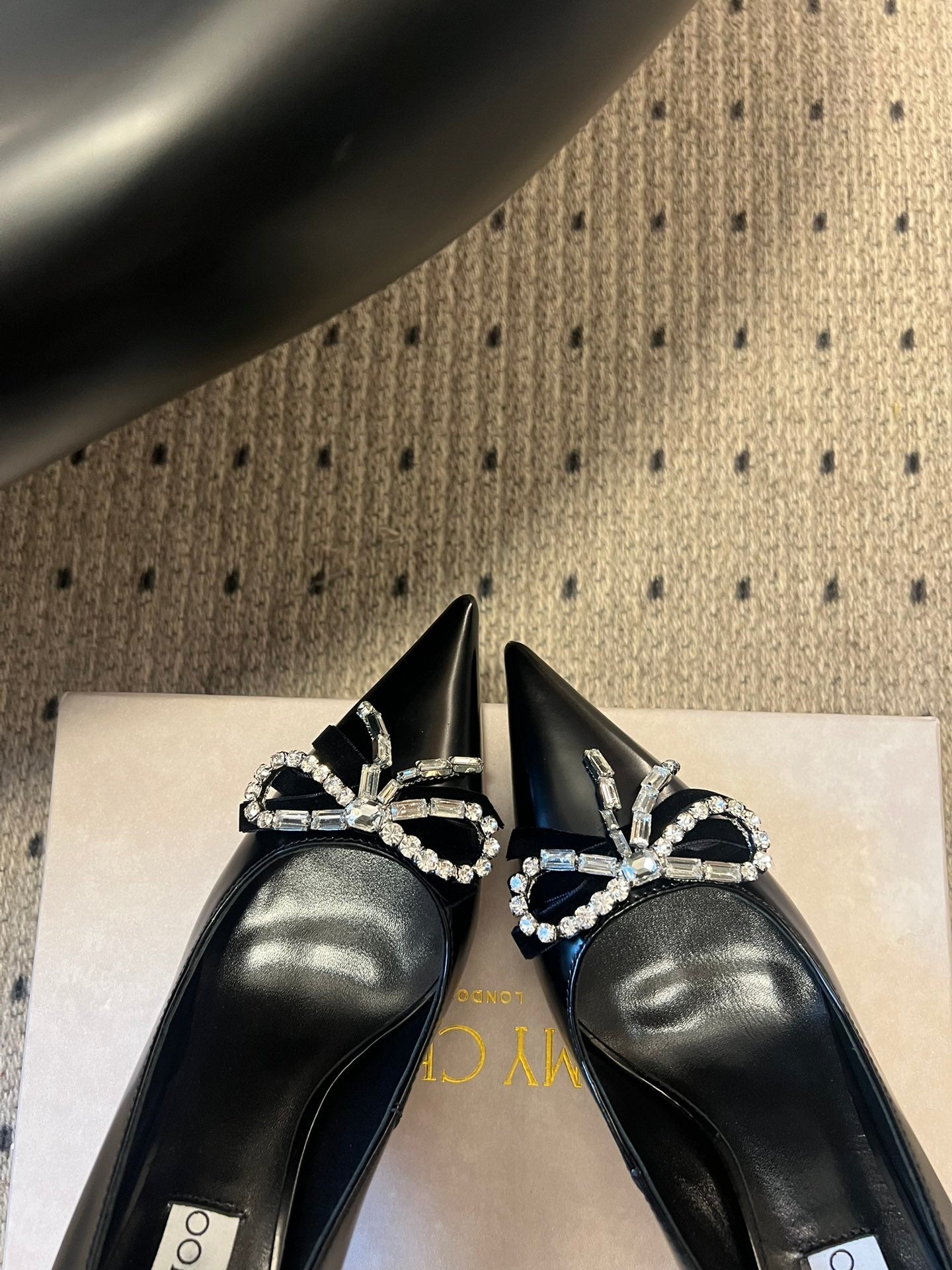 JIMMY CHOO 26S HIGH HEELS 70 MM IN BLACK PATENT CALFSKIN