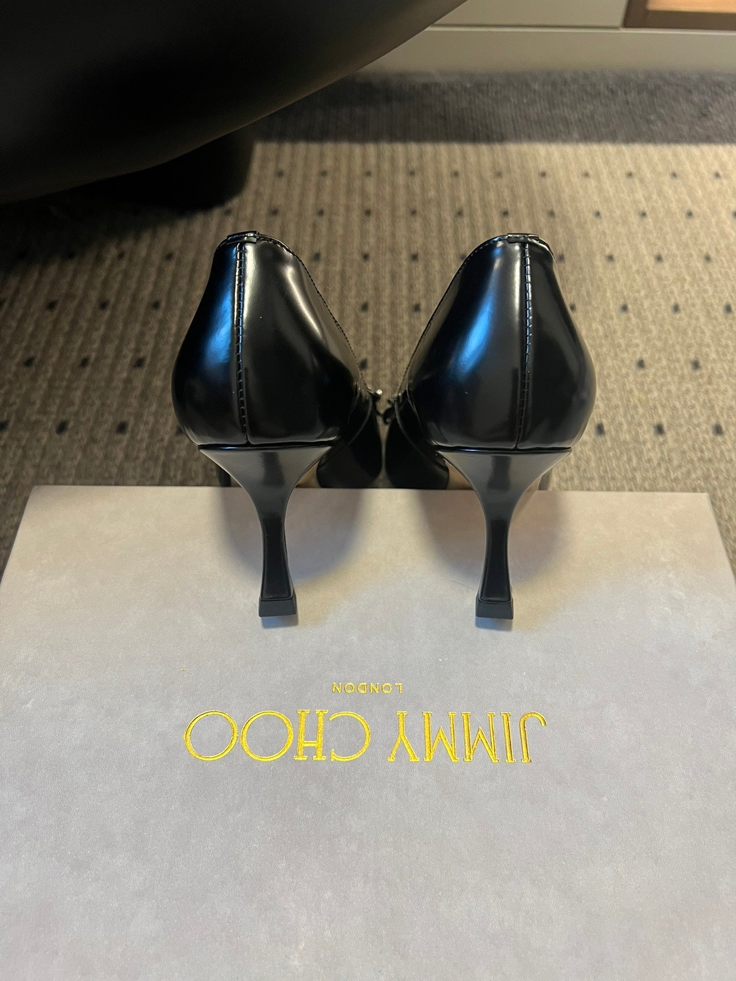 JIMMY CHOO 26S HIGH HEELS 70 MM IN BLACK PATENT CALFSKIN