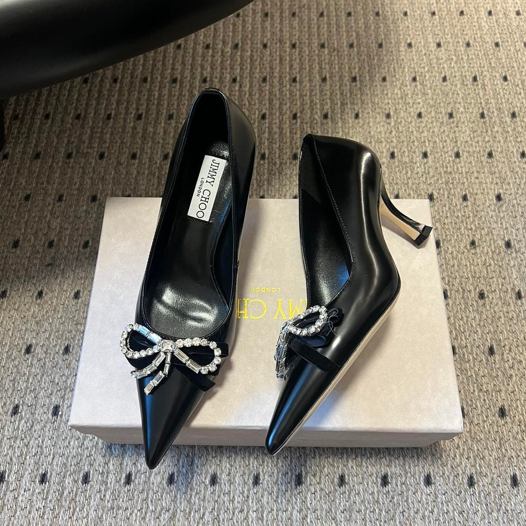 JIMMY CHOO 26S HIGH HEELS 70 MM IN BLACK PATENT CALFSKIN