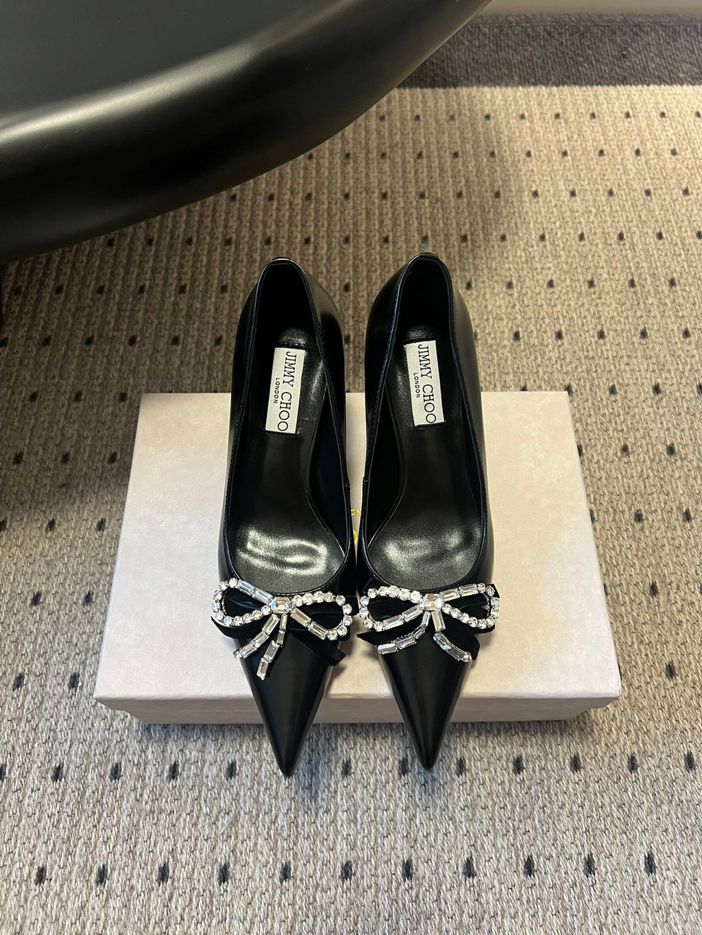 JIMMY CHOO 26S HIGH HEELS 70 MM IN BLACK PATENT CALFSKIN