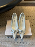 JIMMY CHOO 26S HIGH HEELS 70 MM IN WHITE CRYSTAL WITH BOW