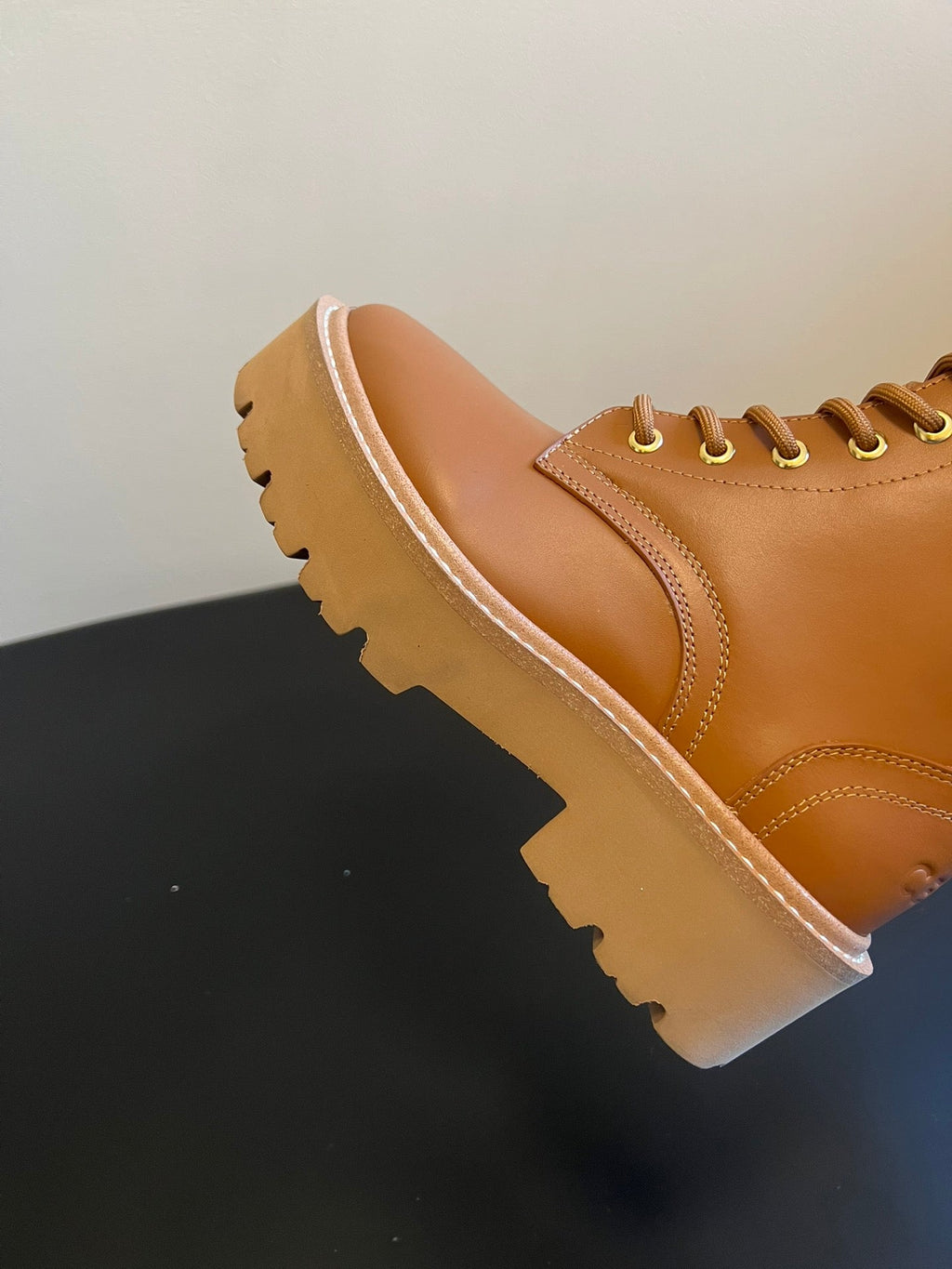 CELINE 26S MARGARET COMBAT BOOT 45 MM IN BROWN CALFSKIN