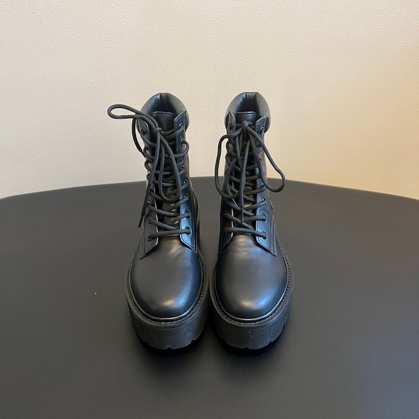 CELINE 26S MARGARET COMBAT BOOT 45 MM IN BLACK CALFSKIN