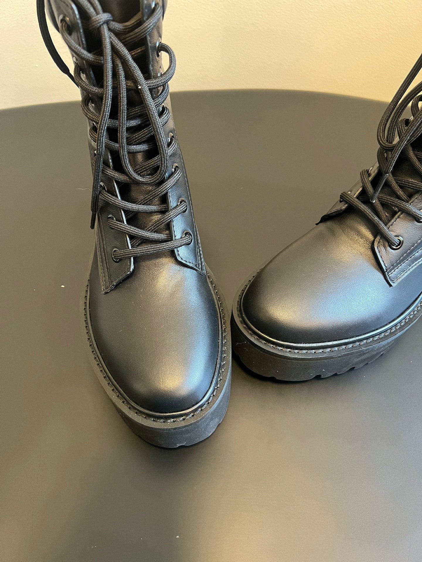 CELINE 26S MARGARET COMBAT BOOT 45 MM IN BLACK CALFSKIN