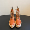 CELINE 26S MARGARET COMBAT BOOT 45 MM IN BURNT ORANGE CALFSKIN