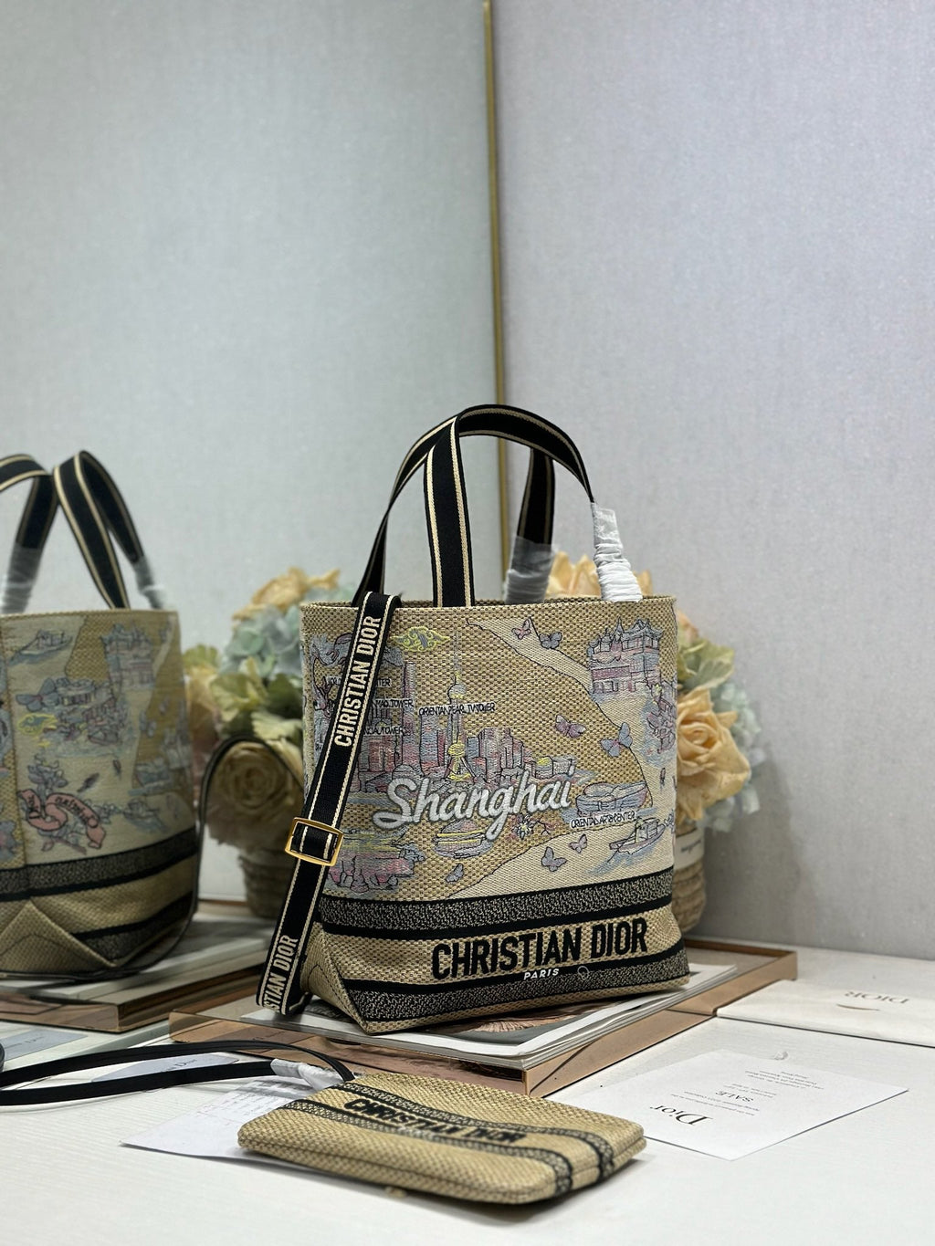 DIOR 26S BOOK TOTE BAG 25 IN MUTICOLOR RAFFIA STYLE 4