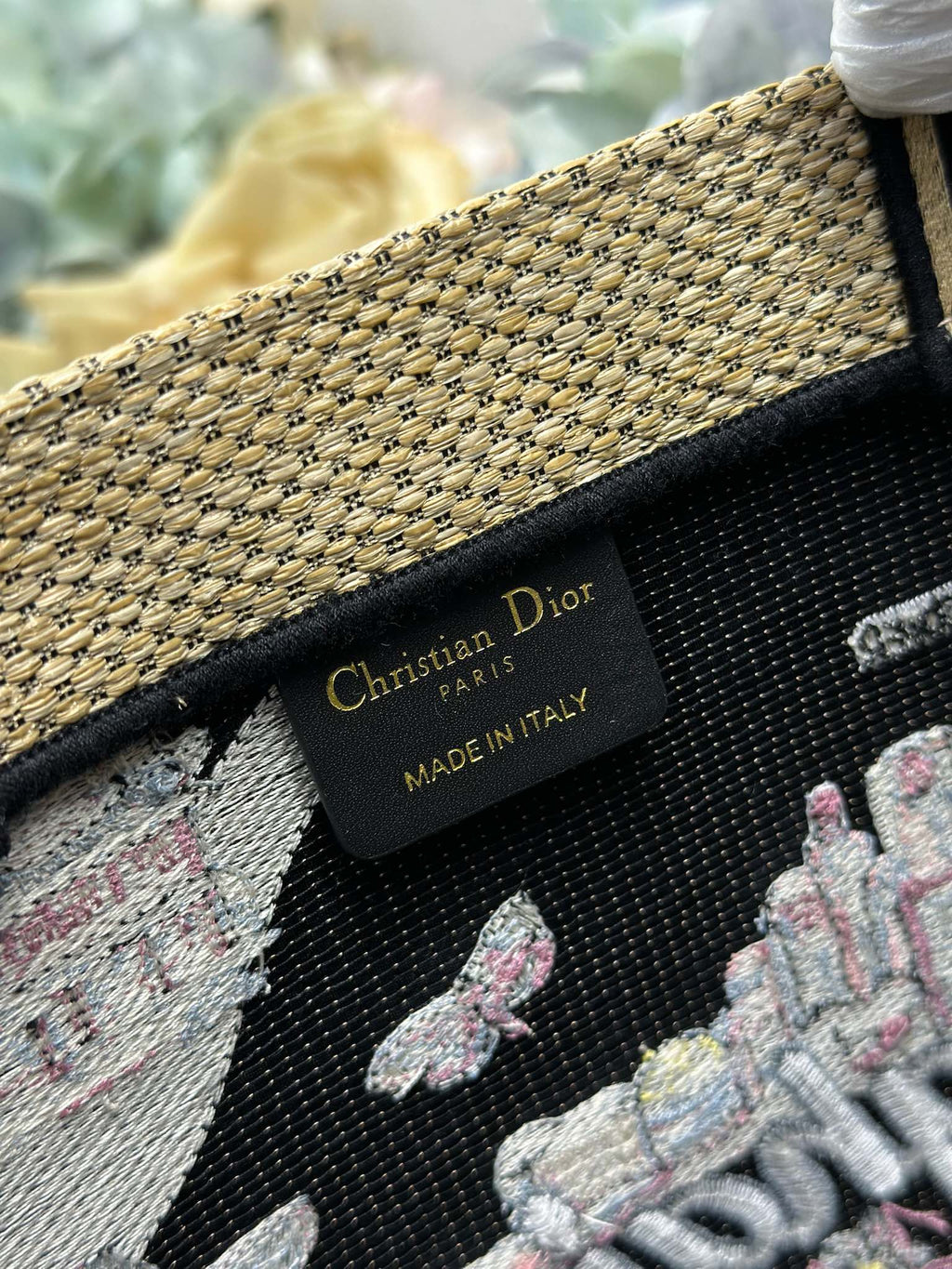 DIOR 26S BOOK TOTE BAG 25 IN MUTICOLOR RAFFIA STYLE 4