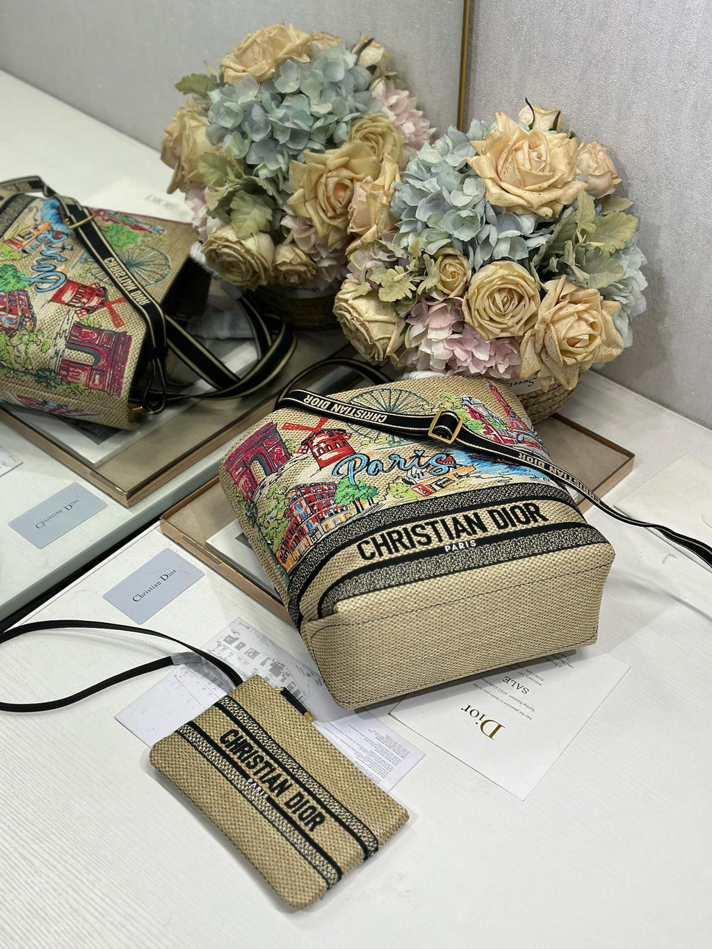 DIOR 26S BOOK TOTE BAG 25 IN MUTICOLOR RAFFIA STYLE 1
