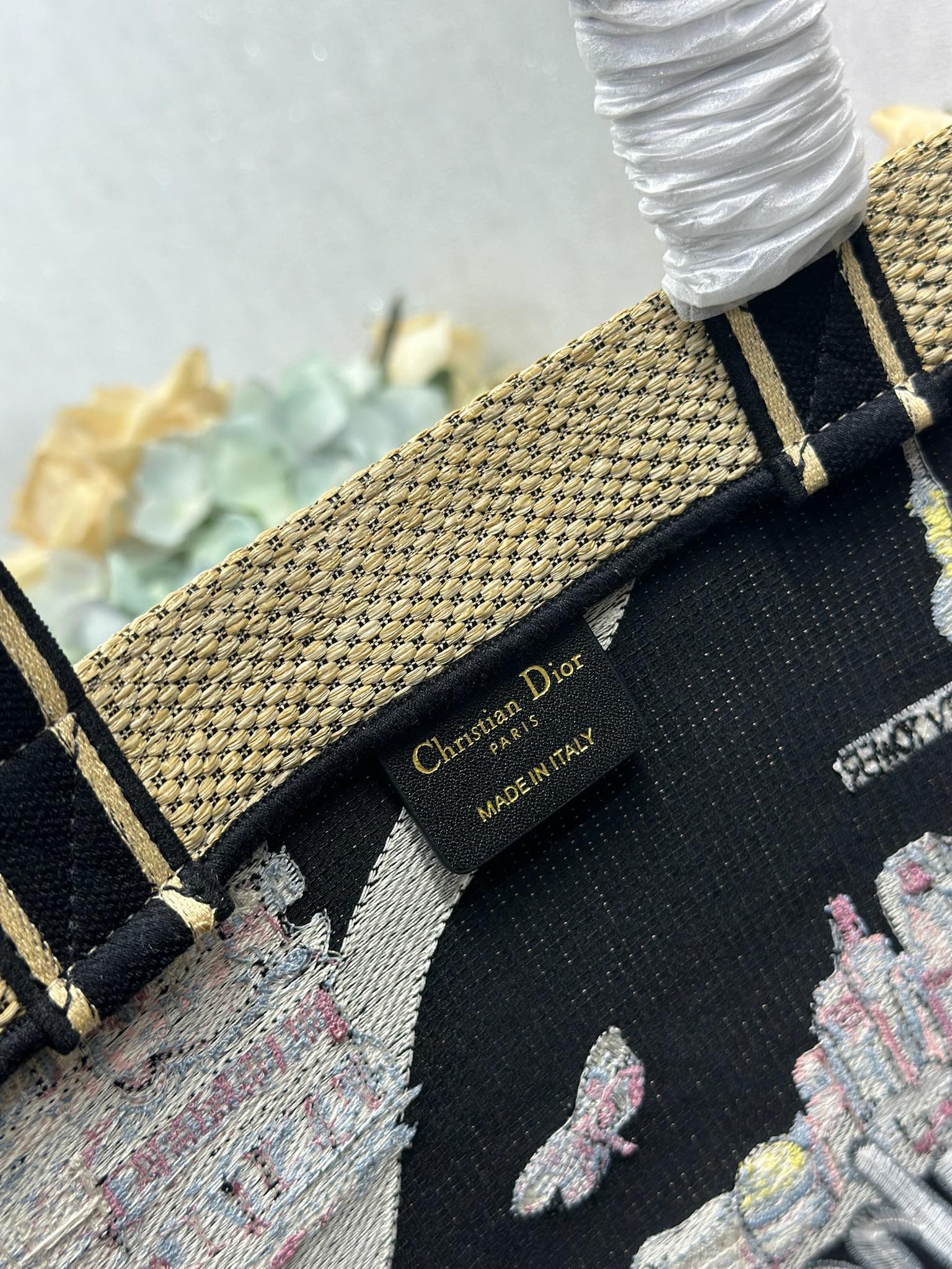 DIOR 26S BOOK TOTE BAG 34 IN MUTICOLOR RAFFIA STYLE 3