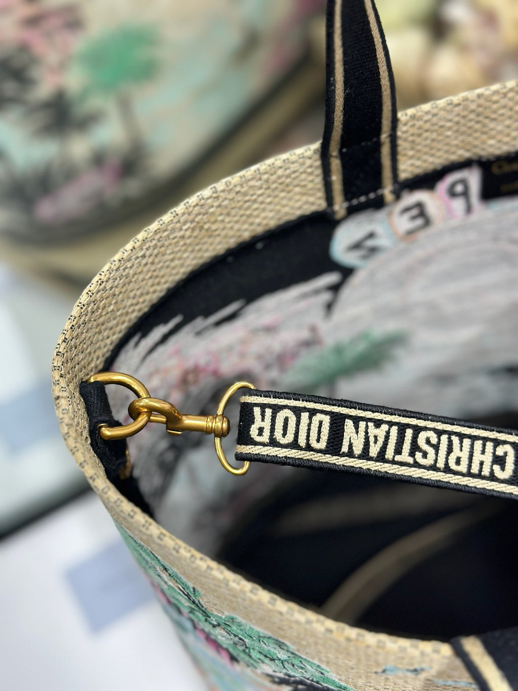 DIOR 26S BOOK TOTE BAG 34 IN MUTICOLOR RAFFIA