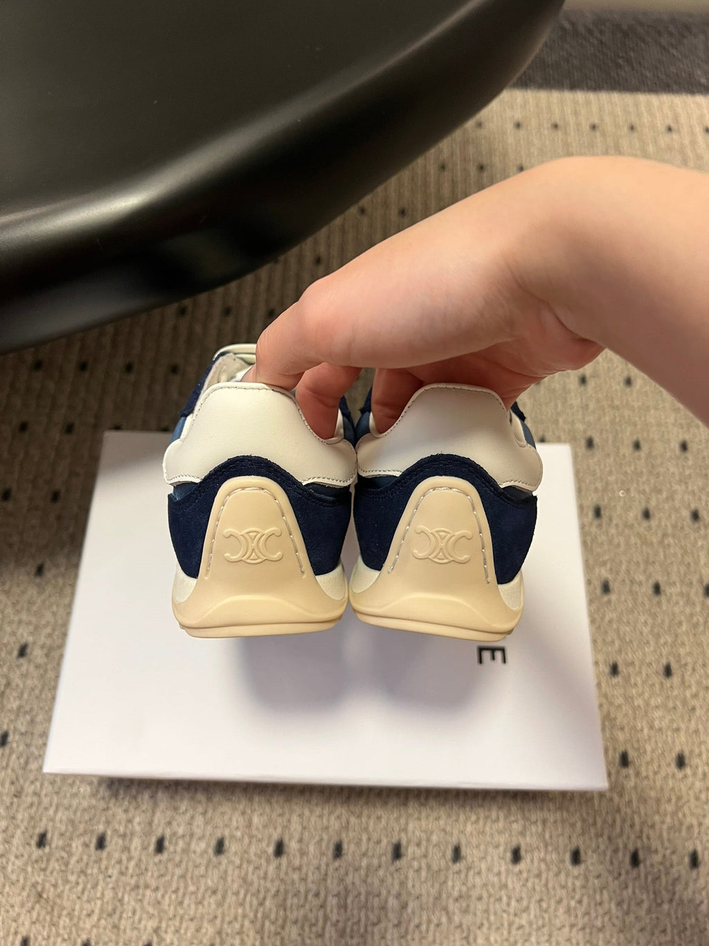 CELINE 26S RACER SNEAKERS IN NAVY BLUE FABRIC AND SUEDE