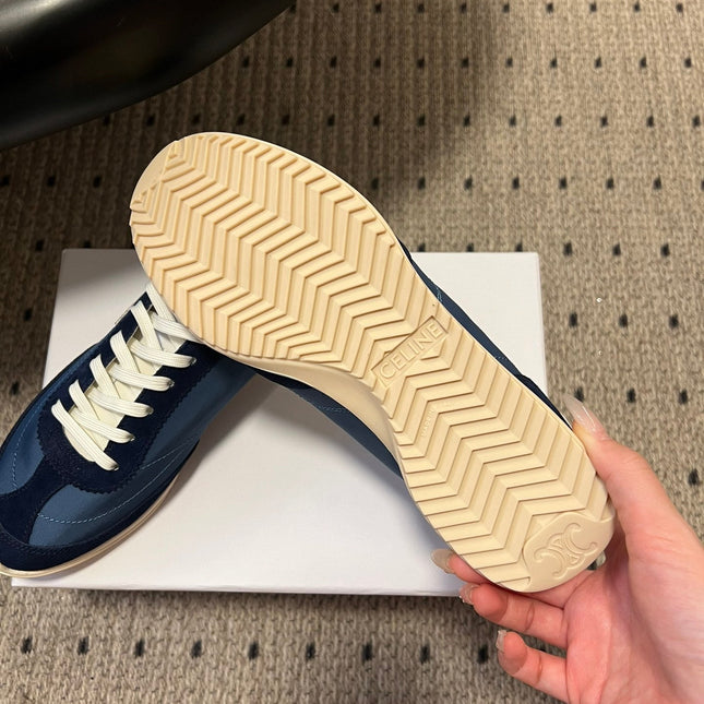 CELINE 26S RACER SNEAKERS IN NAVY BLUE FABRIC AND SUEDE