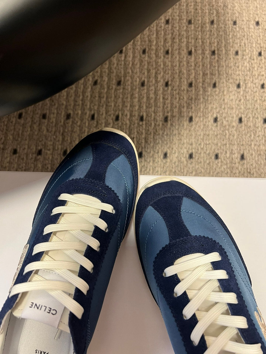 CELINE 26S RACER SNEAKERS IN NAVY BLUE FABRIC AND SUEDE