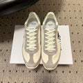 CELINE 26S RACER SNEAKERS IN CREAM WHITE FABRIC AND GRAY SUEDE