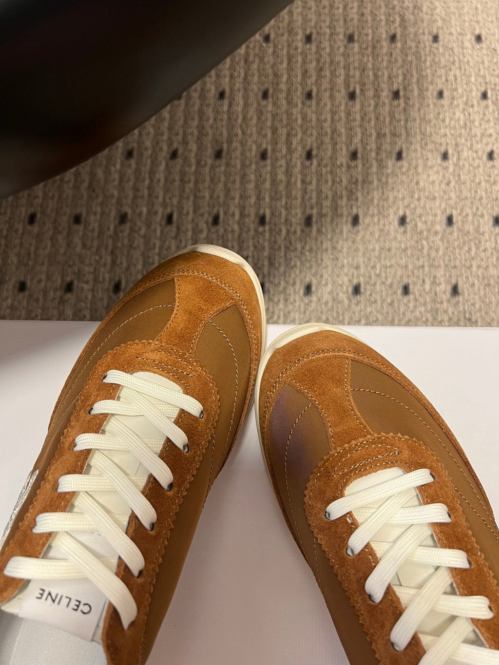 CELINE 26S RACER SNEAKERS IN BROWN FABRIC AND SUEDE