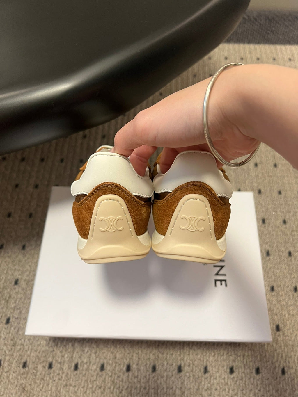 CELINE 26S RACER SNEAKERS IN BROWN FABRIC AND SUEDE