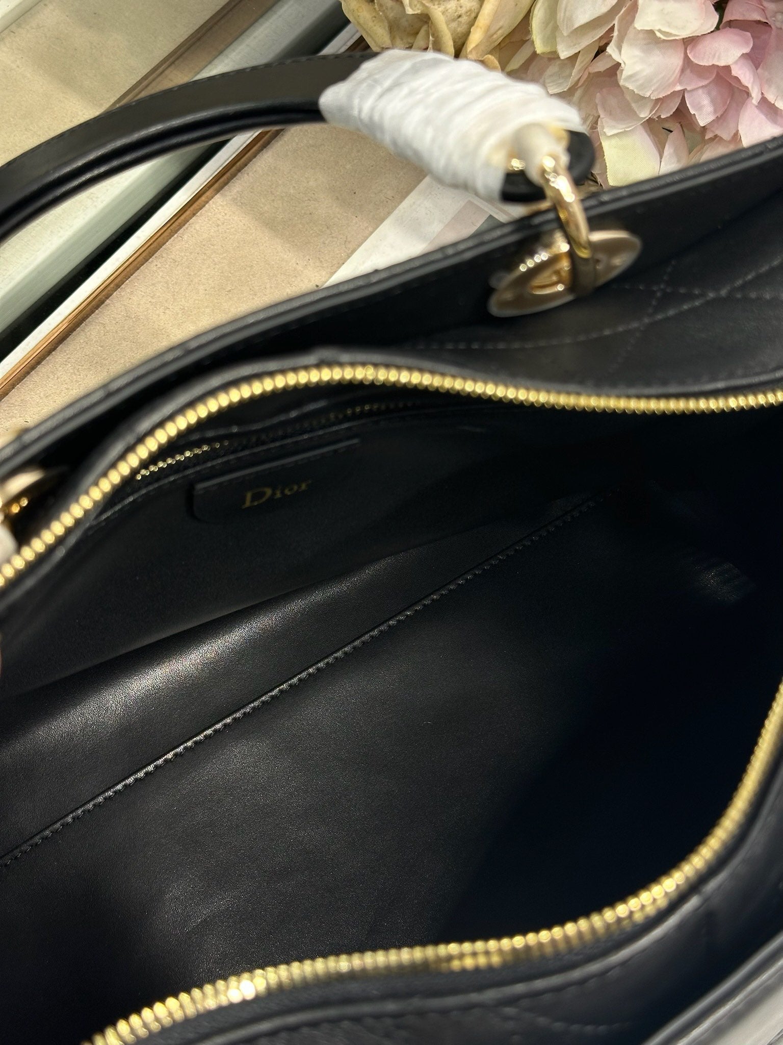 DIOR 26S LADY BAG 34 IN BLACK CALFSKIN