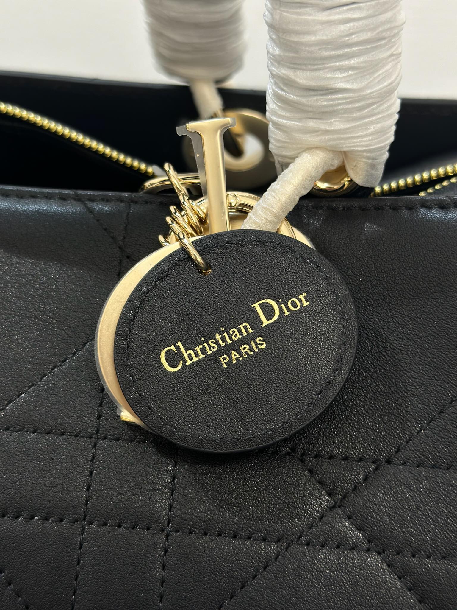 DIOR 26S LADY BAG 34 IN BLACK CALFSKIN