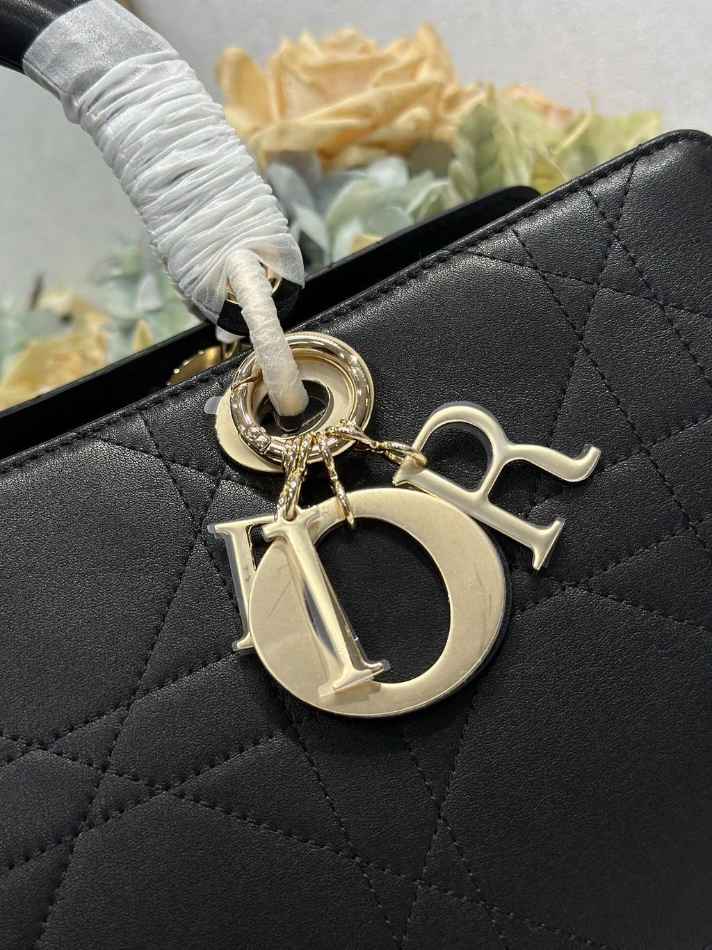 DIOR 26S LADY BAG 34 IN BLACK CALFSKIN