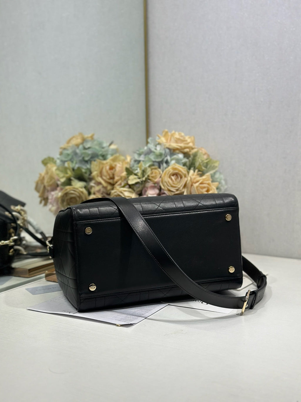 DIOR 26S LADY BAG 34 IN BLACK CALFSKIN