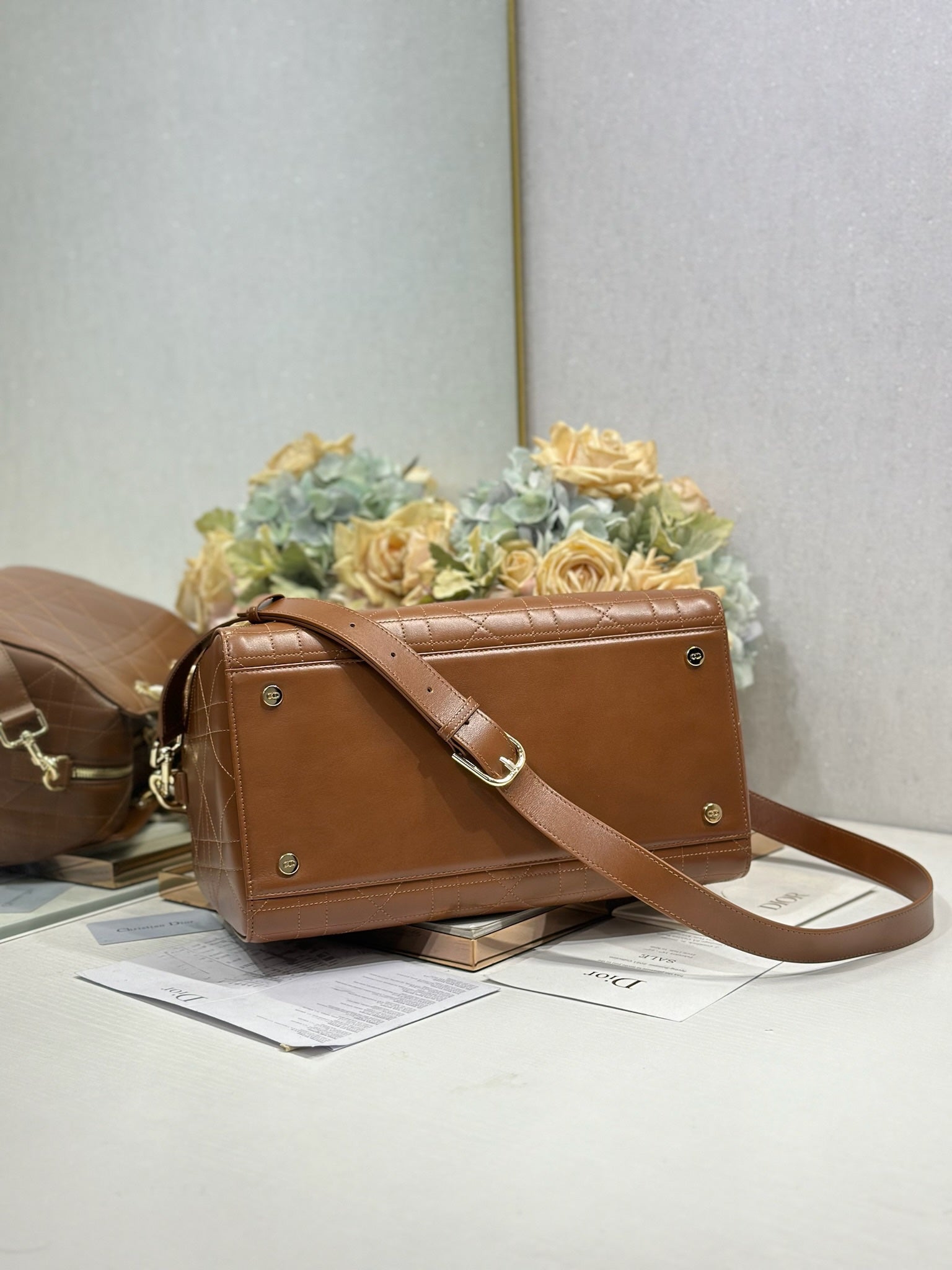 DIOR 26S LADY BAG 34 IN DARK BROWN CALFSKIN