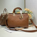 DIOR 26S CANNAGE GRANVILLE BAG 34 IN DARK BROWN CALFSKIN