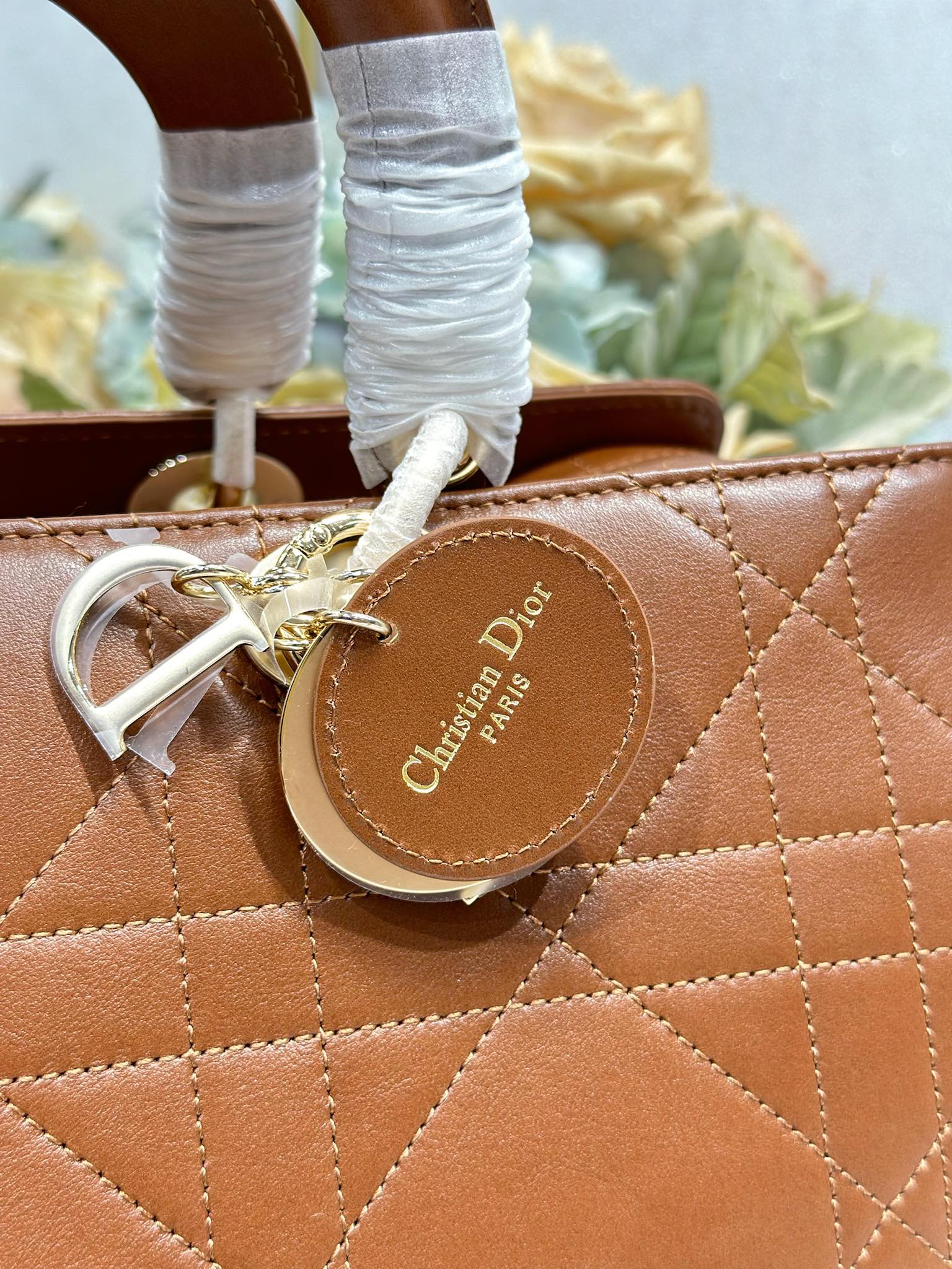 DIOR 26S LADY BAG 34 IN DARK BROWN CALFSKIN