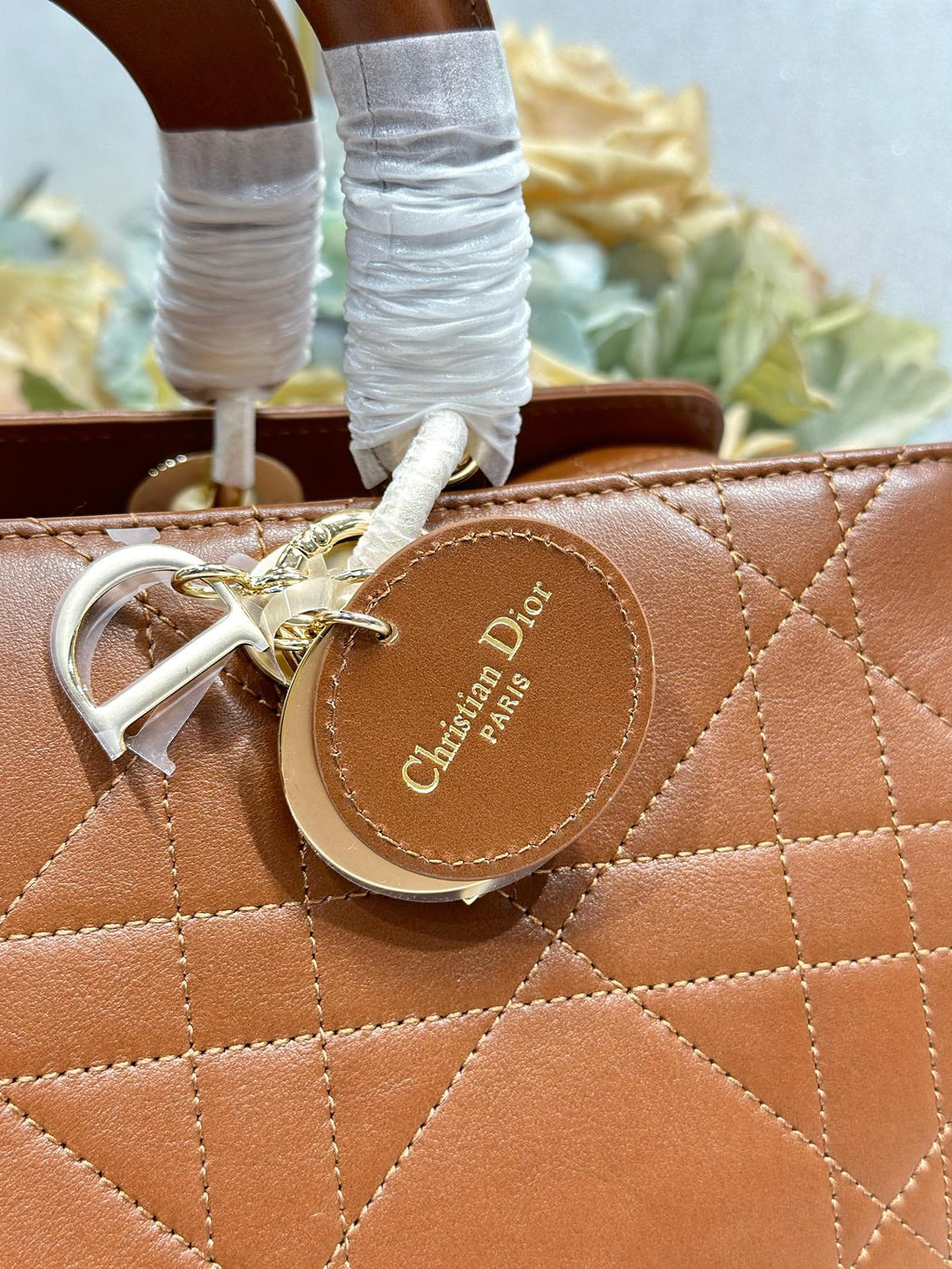 DIOR 26S CANNAGE GRANVILLE BAG 34 IN DARK BROWN CALFSKIN