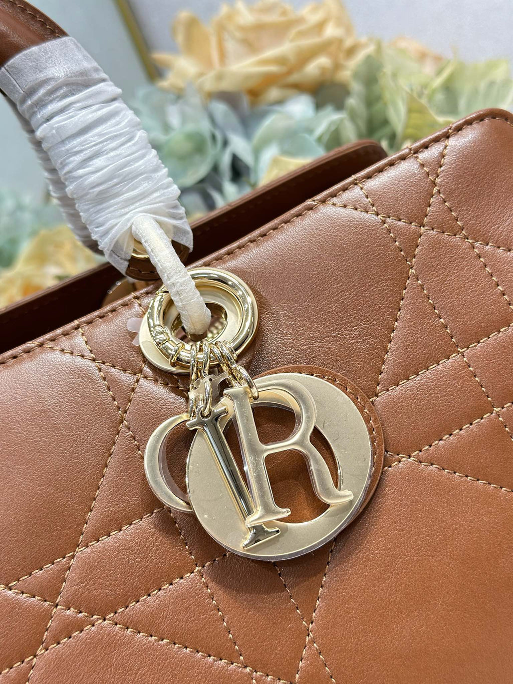DIOR 26S LADY BAG 34 IN DARK BROWN CALFSKIN