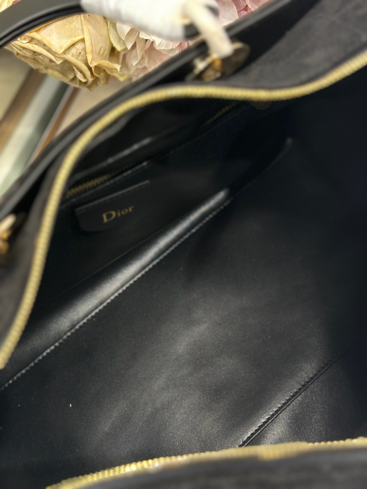 DIOR 26S LADY BAG 34 IN BLACK SUEDE