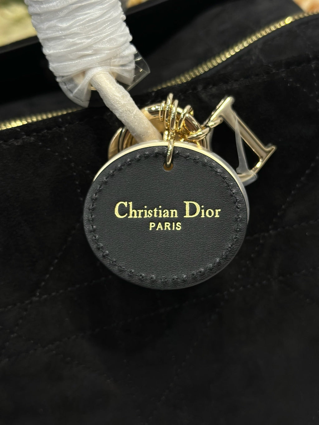 DIOR 26S LADY BAG 34 IN BLACK SUEDE