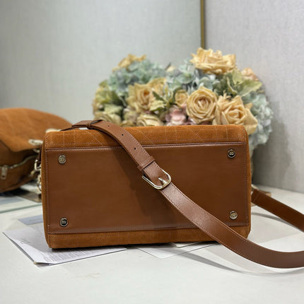 DIOR 26S LADY BAG 34 IN LIGHT BROWN SUEDE