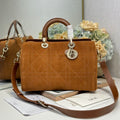 DIOR 26S CANNAGE GRANVILLE BAG 34 IN LIGHT BROWN SUEDE