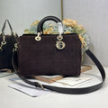 DIOR 26S LADY BAG 34 IN DARK BROWN SUEDE