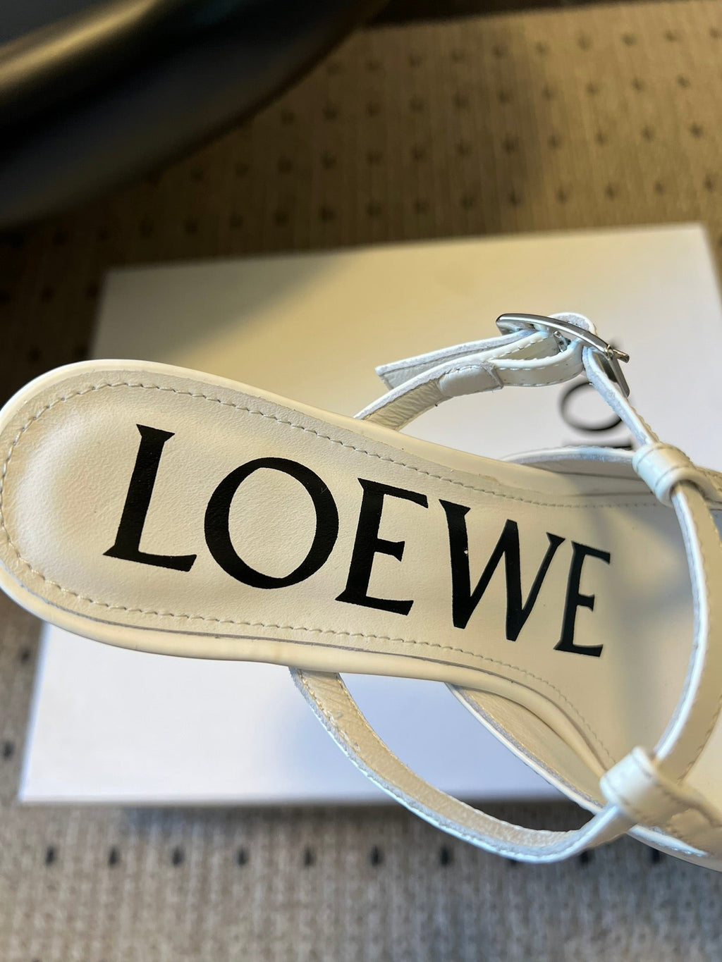 LOEWE 26S ONDA MULE 45MM IN WHITE GLOSSY CALFSKIN