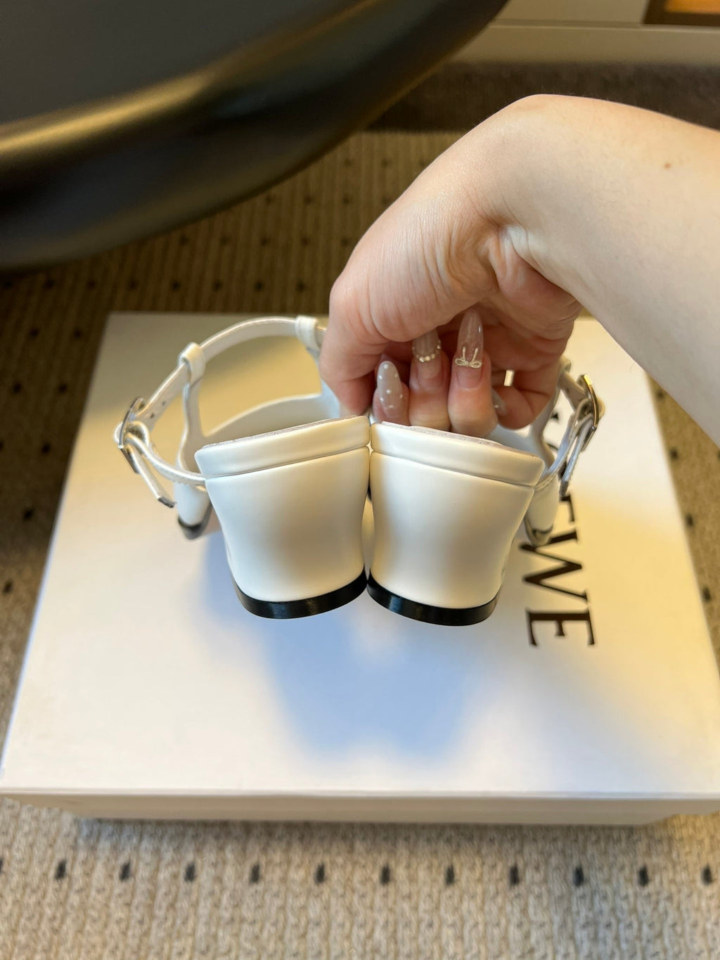 LOEWE 26S ONDA MULE 45MM IN WHITE GLOSSY CALFSKIN
