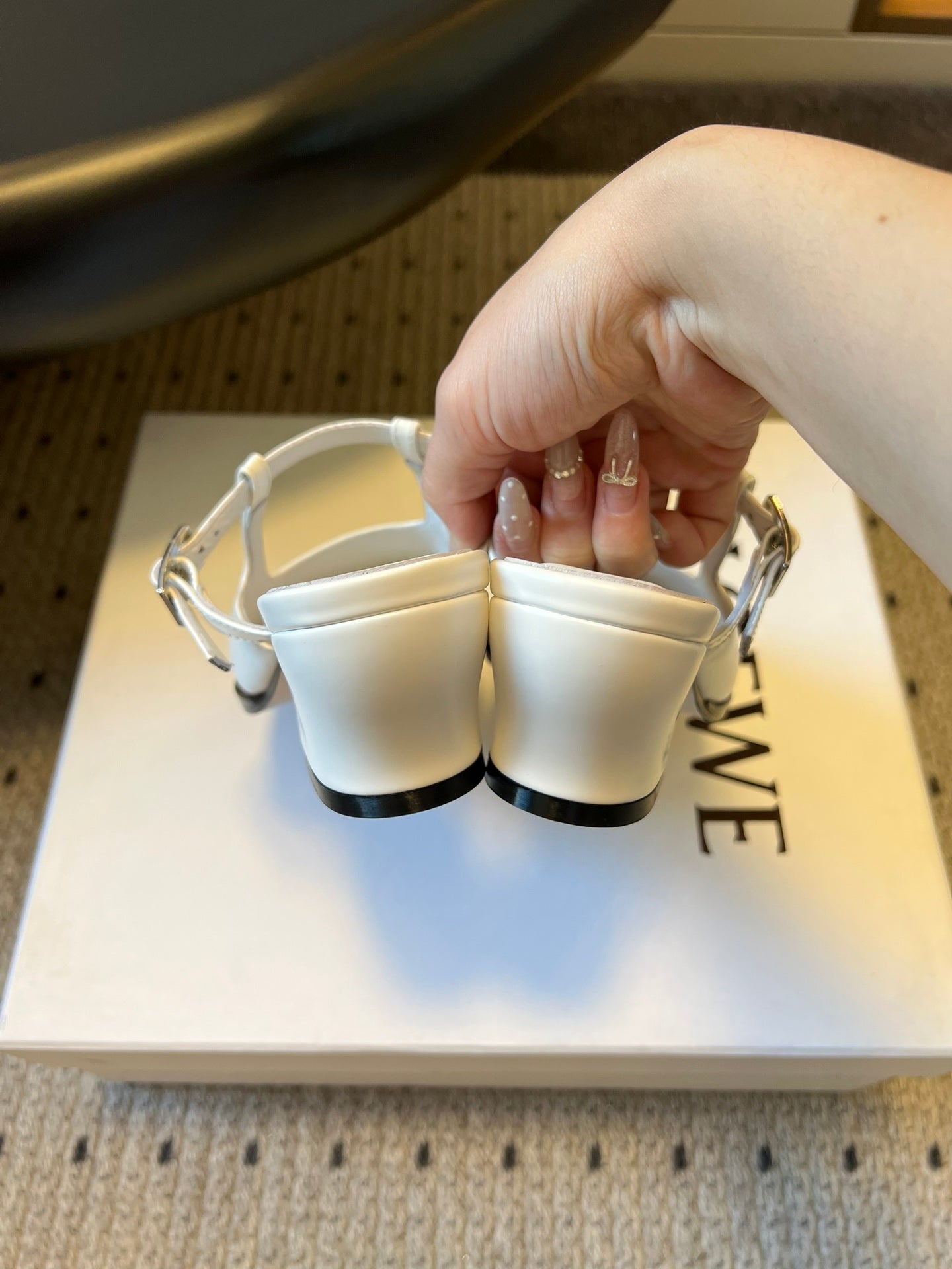LOEWE 26S ONDA MULE 45MM IN WHITE GLOSSY CALFSKIN