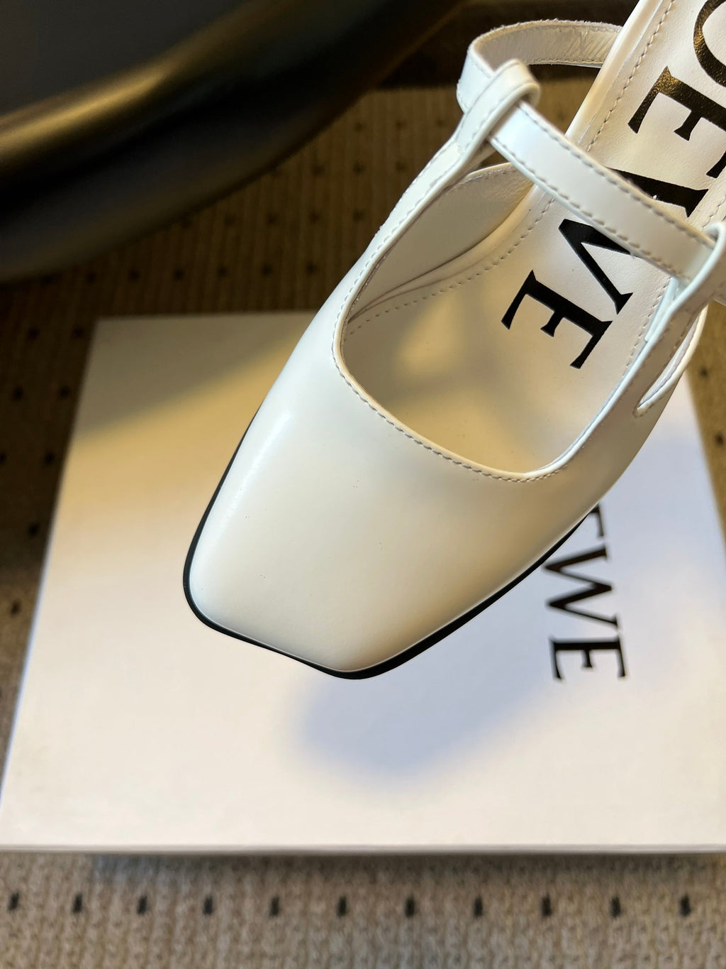 LOEWE 26S ONDA MULE 45MM IN WHITE GLOSSY CALFSKIN