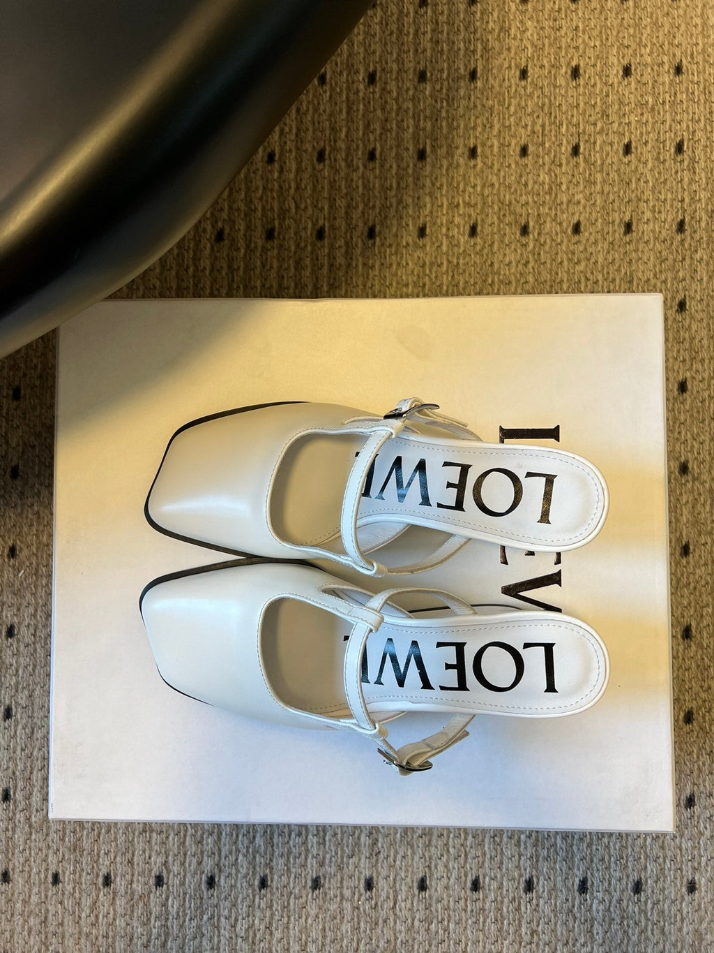 LOEWE 26S ONDA MULE 45MM IN WHITE GLOSSY CALFSKIN