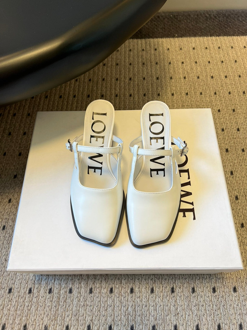 LOEWE 26S ONDA MULE 45MM IN WHITE GLOSSY CALFSKIN