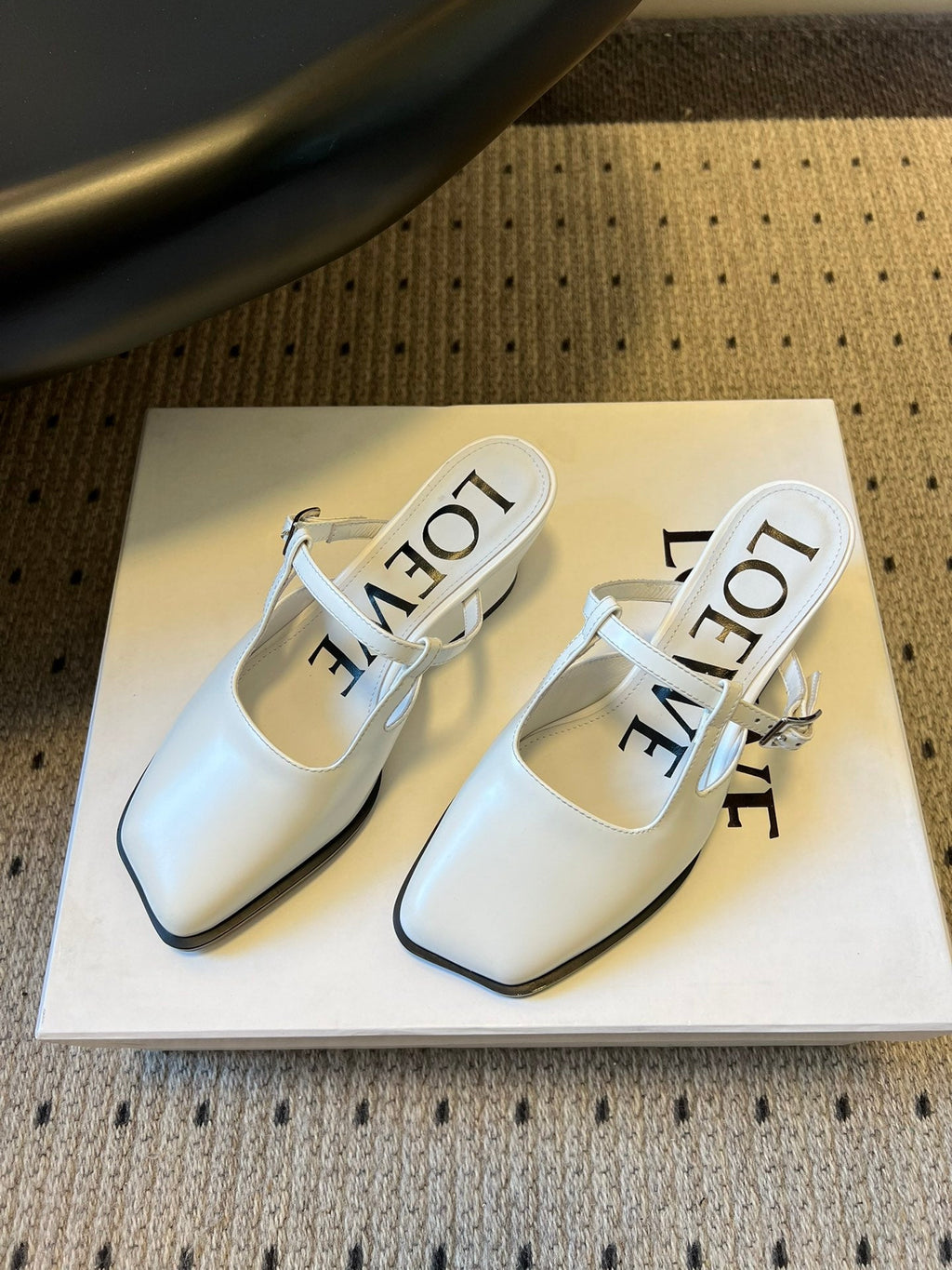 LOEWE 26S ONDA MULE 45MM IN WHITE GLOSSY CALFSKIN