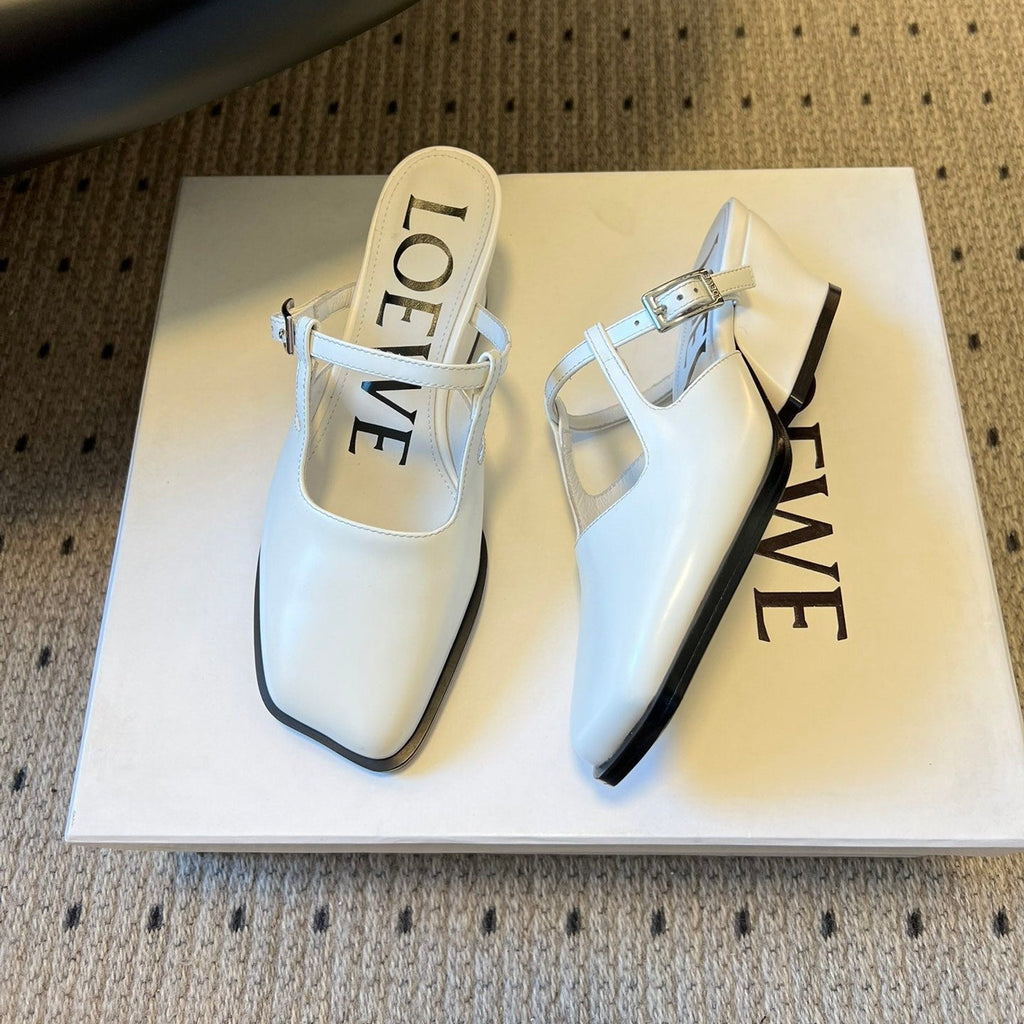 LOEWE 26S ONDA MULE 45MM IN WHITE GLOSSY CALFSKIN