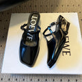 LOEWE 26S ONDA MULE 45MM IN BLACK GLOSSY CALFSKIN