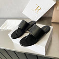 THE ROW 26S FLAT THONG SANDALS IN BLACK CALFSKIN