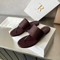 THE ROW 26S FLAT THONG SANDALS IN BURGUNDY RED CALFSKIN