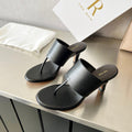THE ROW 26S HEELED THONG MULES 60MM IN BLACK CALFSKIN