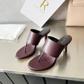 THE ROW 26S HEELED THONG MULES 60MM IN BURGUNDY RED CALFSKIN
