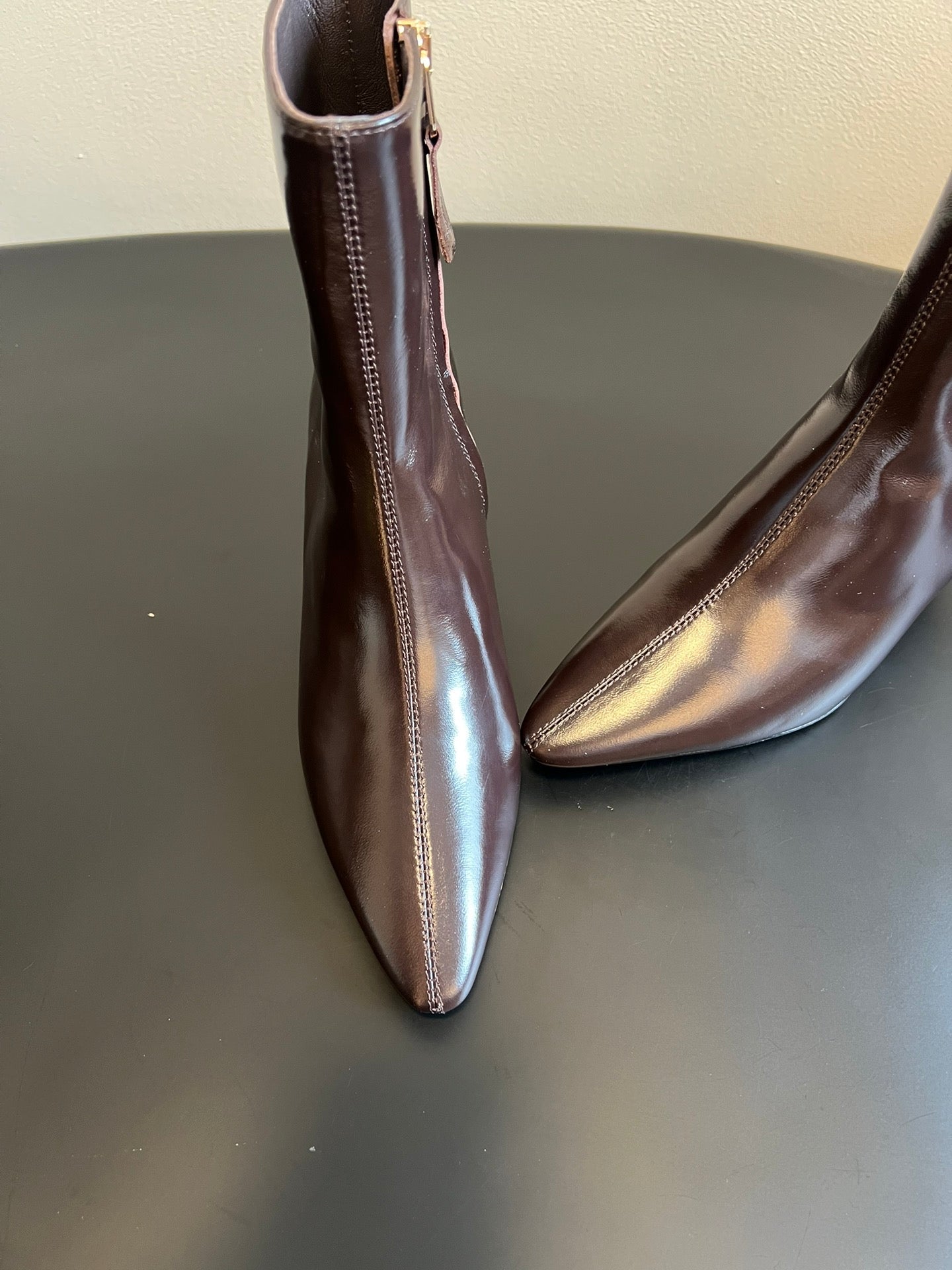 BOTTEGA VENETA 26S POINTED-TOE BOOTS 50 MM IN DARK BROWN CALFSKIN