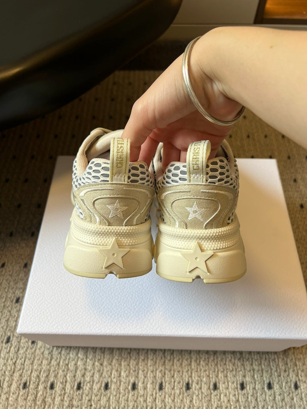 DIOR 26S VIBE SNEAKER 55MM IN DARK GRAY DIOR OBLIQUE LUSENTI EMBROIDERED COTTON AND BEIGE SUEDE